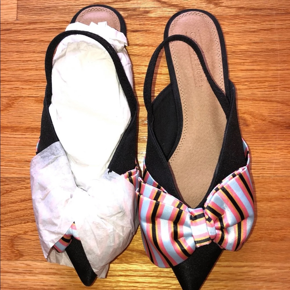 Women’s mule sling-back with satin bow!